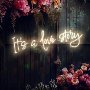 It&#39;s a love story neon sign, Wedding neon sign, Neon sign bedroom decor, Love neon sign, Wedding backdrop decor, Wedding wall art decor
