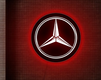 Mercedes Logo Schild, Neon Schild für Garage, Neon Garagenschild, Auto Garage Wand, Auto LED Schild, Auto Neonlicht, Auto Garage Neon Schild