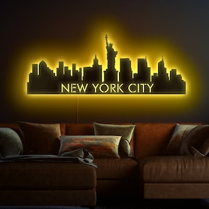 New York Leuchtreklame, New York Skyline, New York Leuchtreklame, NY City Leuchtreklame, New York Wandkunst, Stadt Skyline Dekor, New York Wanddekor
