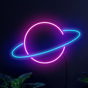 Saturn neon sign, Planet neon sign, Neon sign bedroom decor, Planet art decor, Kids room neon sign decor, Saturn lamp, Saturn wall art decor