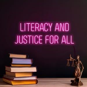 Alphabétisation et justice pour tous Enseigne au néon, Enseigne au néon de lecture, Enseigne au néon de bibliothèque, Cadeau rat de bibliothèque, Cadeau pour amoureux des livres, Décoration d'art mural pour coin lecture