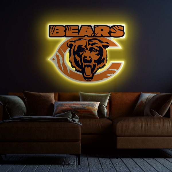 Chicago bears neon sign, Chicago bears led sign, Chicago bears sign, Football neon, Sports neon, Chicago bears art, Chicago bears wall decor