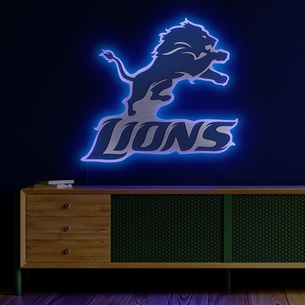 Detroit lions neon sign, Detroit lions led, Detroit lions sign, Detroit lions light,Football team sign,Detroit lions art,Detroit lions decor