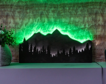 Insegna luminosa al neon di montagna, Arte murale al neon di montagna, Arte murale a LED di montagna, Arte murale a LED di montagna, Insegna luminosa di montagna, Arte murale luminosa di montagna