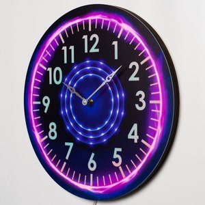 ネオン 壁掛け 時計 LED壁掛け時計、壁掛けライトアップ時計、ライト付き時計、ネオン