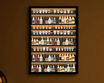Shot glass display case with door, Display case for shot glass neon, Shot  glass display cabinet, Shot glass display shelf, Display for bar