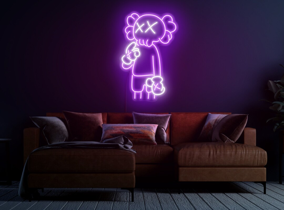 Kaw Neon Sign, Kaws Neon Sign, Kaw Wall Lights, Kaw Neon Light, Anime