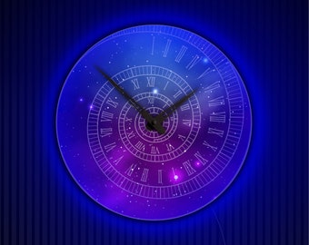 Time Travel wall clock, Neon wall clock, Doctor who clock, Led wall clock digital, Illuminated wall clock, Wall clock with light