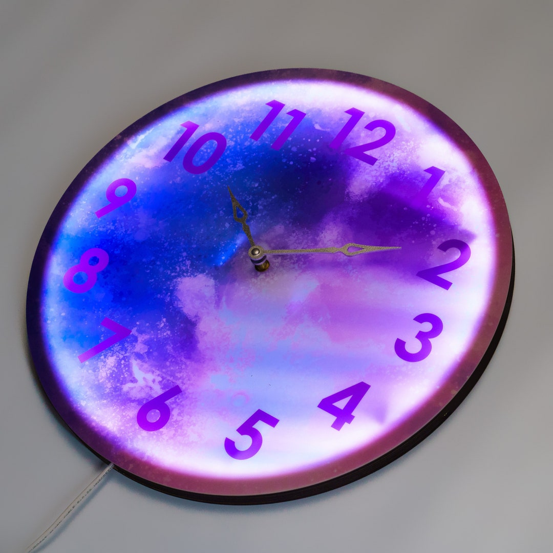 Moon Wall Clock, Wall Clock Light Up, Night Light Wall Clock, Led Wall