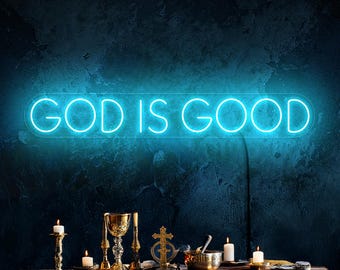 God is good neon sign, Christian neon sign, Bible verse decor, Christian gift, Jesus neon, Religious neon sign decor, Christian art decor