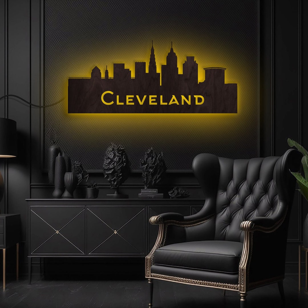 Cleveland Skyline Wall Art, Cleveland Led Sign, Cleveland Sign