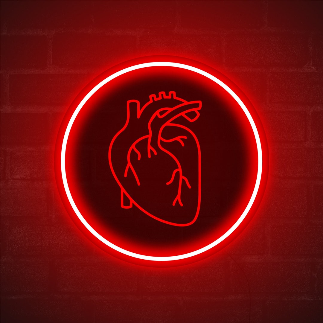 Heart Neon Sign, Anatomical Heart Sign, Human Heart Led, Human Heart