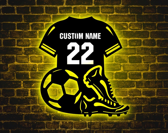 Personalized Soccer sign, Custom Soccer sign, Custom Soccer ball, Soccer led sign, Soccer neon sign, Soccer player wall art,Soccer name sign