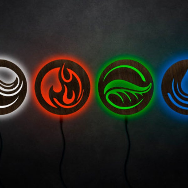 Four elements wall sign led, Four elements wall art, Four elements wall decor, element symbol wall, 4 elements led light, 4 elements light