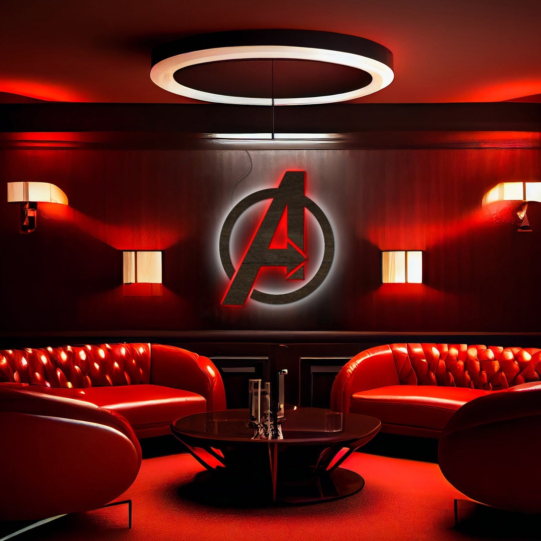 Avengers Logo Sign, Avengers Neon Sign, Superhero Logo Sign, Supehero