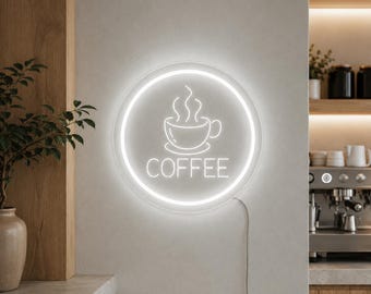 LED Coffee Neon Sign, Coffee Shop Wall Decor, Custom Acrylic Light, Cafe Sign, Bar Decor