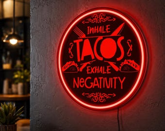 Restaurant LED Sign, Taco Neon Sign, Mexican Decor, Mexican Food Art, Tacos Poster, LED Neon Sign, Light Up Sign, Eat Taco Wall Decor
