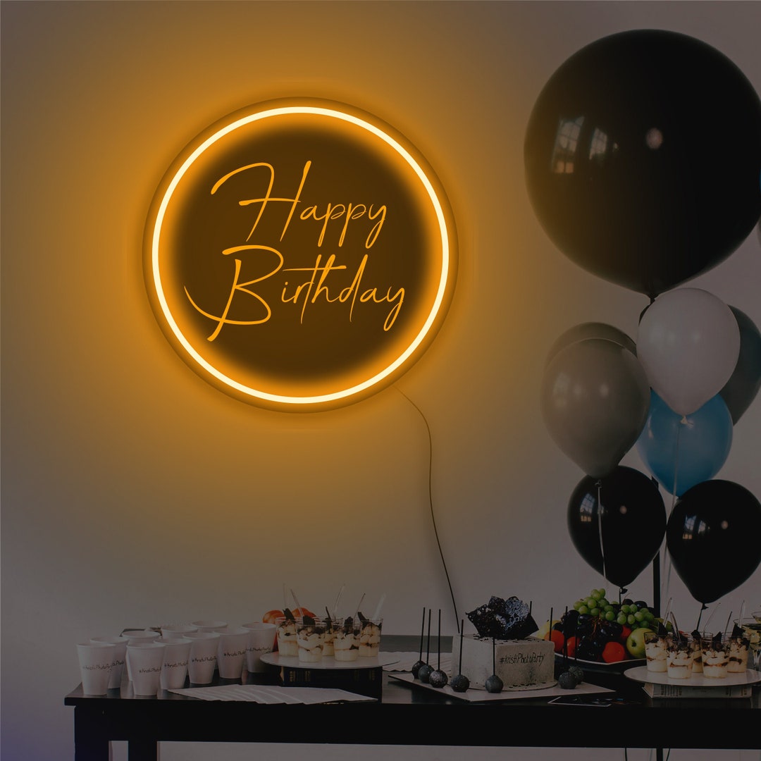 Happy Birthday Neon Signhappy Birthday Led Sign Happy Etsy