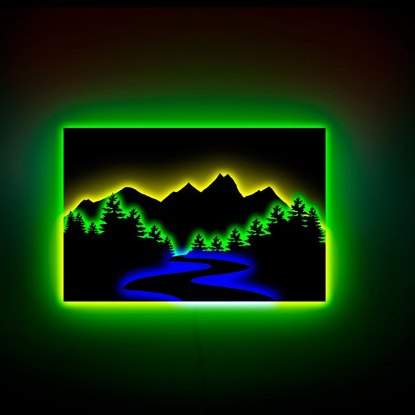 Light up Mountain Art Etsy