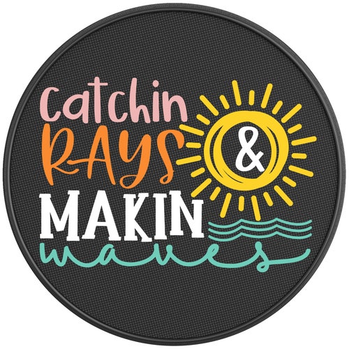 Catching Rays And shops Makin Waves Spare Tire Cover-Fits Jeep Wrangler, Ford Bronco, Rv, Camper, Trailer & Any Suv
