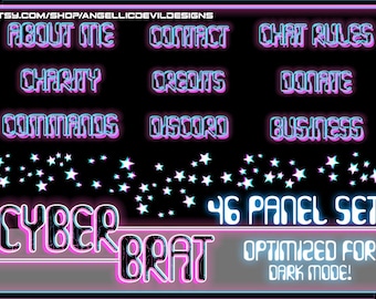 Cyber Gör Neon futuristische benutzerdefinierte Twitch Panels für soziale Medien