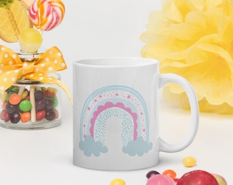 Rainbow print coffee mug