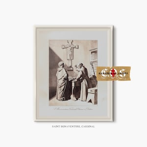 Saint Bonaventure, Cardinal | Rustic Catholic Wall Art | Vintage Catholic Drawing | DIGITAL PRINT | Bible Verse Print | Christian Wall Art