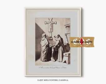 Saint Bonaventure Vintage Catholic Art, Rustic Bible Verse Print (Digital Print)