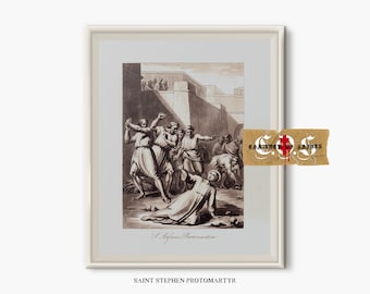 Saint Stephen Protomartyr, Vintage Catholic Art Print (Digital Download)