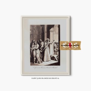 Saint Jane Frances de Chantal | Antique Saint Sketch | Christian Wall Decor | DIGITAL DOWNLOAD | Biblical Art | Christian Wall Art