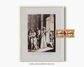 Saint Jane Frances de Chantal Sketch | Antique Christian Art (Digital Download)