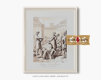 Vintage Saint Januarius Art Print, Catholic Gift (Digital Download)