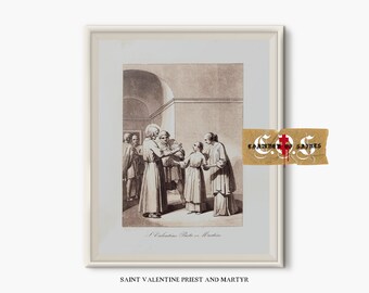 Saint Valentine, Priest & Martyr | Antique Saint Sketch | Christian Wall Decor | DIGITAL DOWNLOAD | Bible Verse Print | Christian Wall Art