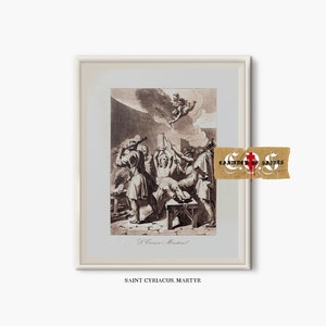 Saint Cyriacus, Martyr | Rustic Catholic Wall Art | Vintage Catholic Drawing | DIGITAL PRINT | Biblical Art | Christian Wall Art
