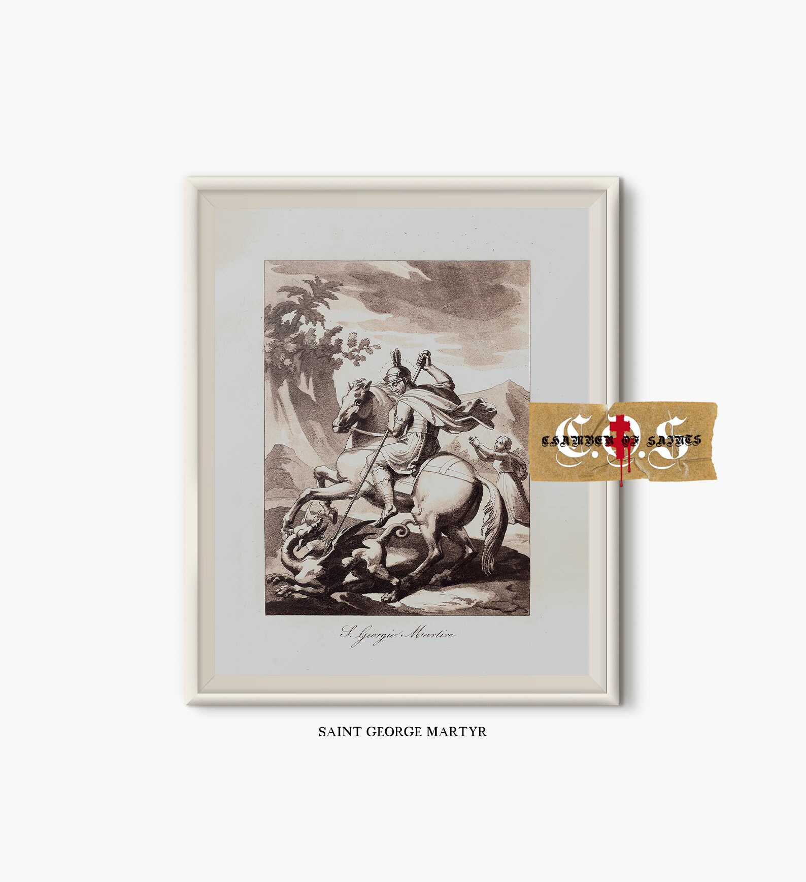 Saint George, Martyr | Vintage Christian Sacred Art | Catholic Gift | PRINTABLE WALL DECOR | Bible Verse Print | Christian Wall Art