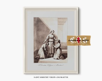 Saint Dorothy, Virgin & Martyr | Antique Saint Sketch | Christian Wall Decor | DIGITAL DOWNLOAD | Religious Poster | Christian Wall Art