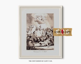 The Conversion Of Saint Paul | Antique Saint Sketch | Christian Wall Decor | DIGITAL DOWNLOAD | Bible Verse Print | Christian Wall Art