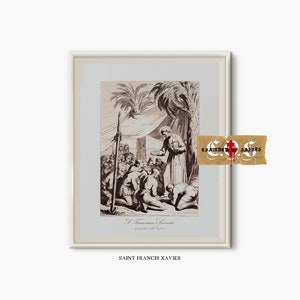 Saint Francis Xavier | Antique Saint Sketch | Christian Wall Decor | DIGITAL DOWNLOAD | Bible Verse Print | Jesus | Christian Wall Art