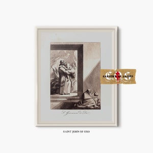 Saint John Of God | Rustic Catholic Wall Art | Vintage Catholic Drawing | DIGITAL PRINT | Biblical Art | Jesus | Faith | Christian Wall Art
