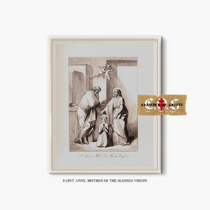 Saint Anne, Mother Of The Blessed Virgin | Neutral Christian Home Decor | Saint Art | PRINTABLE ART | Biblical Art | Christian Wall Art
