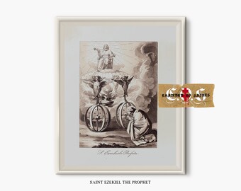 Saint Ezekiel The Prophet | Antique Saint Sketch | Christian Wall Decor | DIGITAL DOWNLOAD | Bible Verse Print | Christian Wall Art