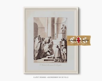 Saint Isidore, Archbishop Of Seville | Neutral Christian Home Decor | Saint Art | PRINTABLE ART | Bible Verse Print | Christian Wall Art