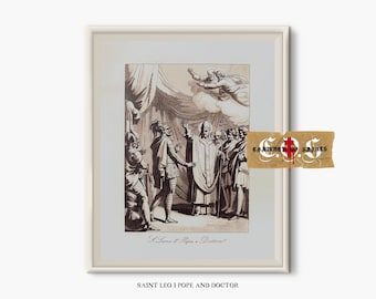 Saint Leo I, Pope & Doctor | Vintage Christian Sacred Art | Catholic Gift | PRINTABLE WALL DECOR | Biblical Art | Christian Wall Art