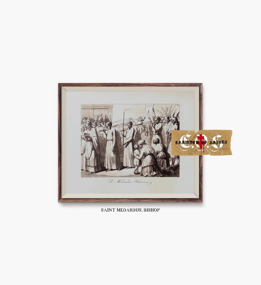 Saint Medardus Rustic Catholic Wall Art Vintage Etsy