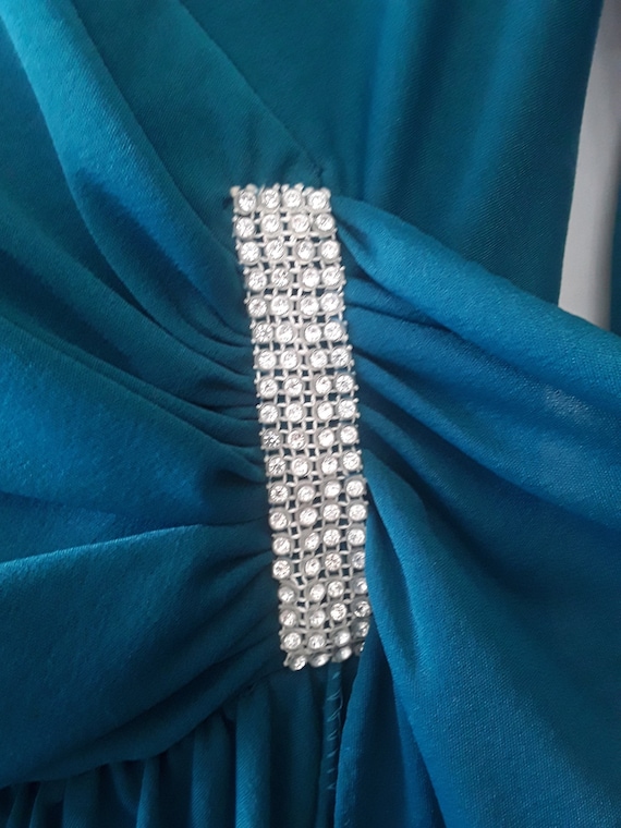 80s Lilli Diamond Teal Formal Dress