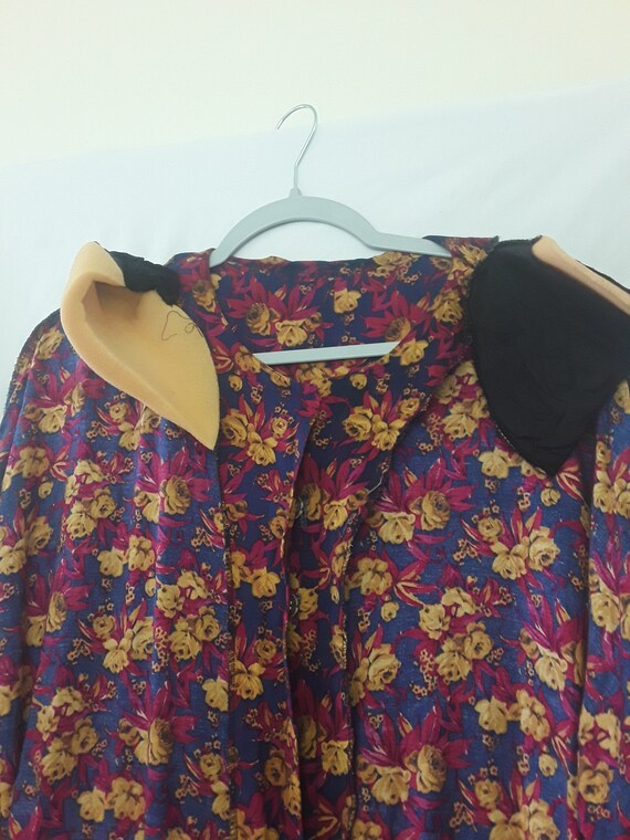 Vintage 80s does 50s Multicolor Rayon Floral Dress - image 3