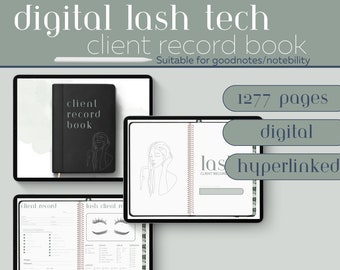 Eyelash Extension Digital Tech Client Record book neutral - Client record eyelash extensions, Lash Tech Planner, Lash Journal, Goodnotes