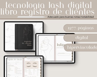 Spanish Digital Eyelash Extension Tech Lash Client Record book, Lash Tech Planner, Lash Journal Beauty Forms