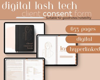 Eyelash Extension Client Record, Consent Form, Lash Tech Digital Planner (GoodNotes/Notability)