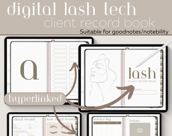 Easy Digital Eyelash Client Record book Chic and professional, Eyelash Extension, Lash Tech Planner, Goodnotes, Digital Download - PDF